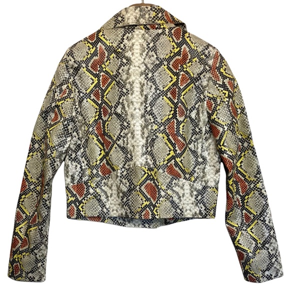 XS•CRISTINA LEI•VEGAN LEATHER SNAKESKIN SHORT ZIP UP JACKET• - Picture 3 of 4